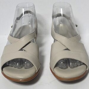 SAS Women's Cream Leather Wedge Sandals Size 7.5